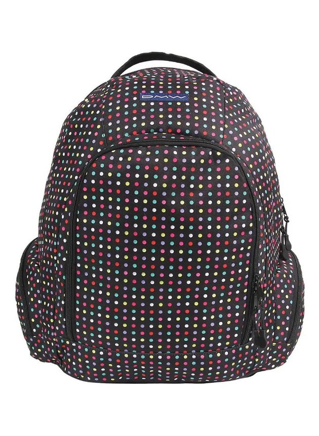 mochila grande dmw preta de bolinhas feminina escolar 11045