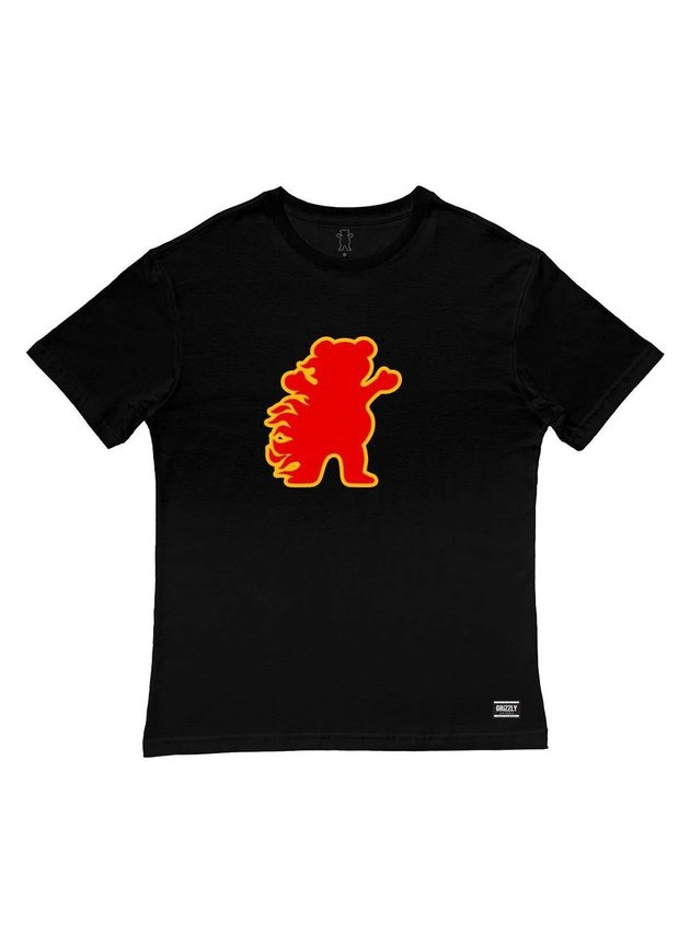 camiseta grizzly fire flame tee masculina preto