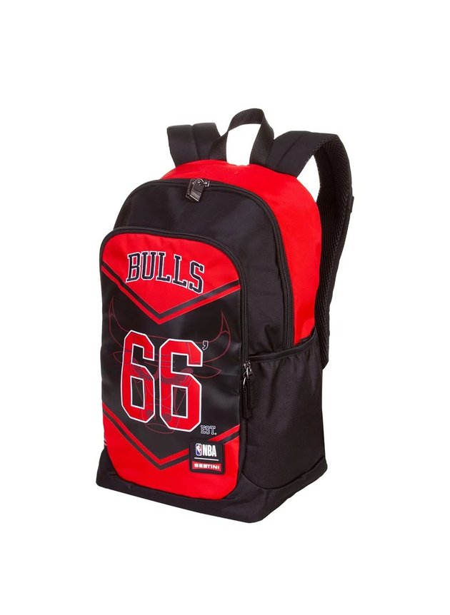 mochila grande nba chicago bulls magic preto vermelho