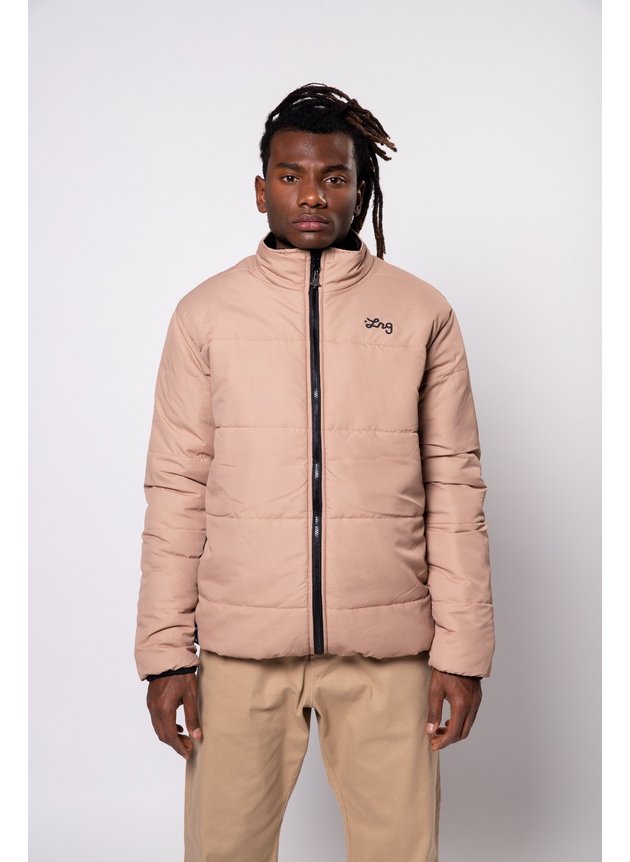 jaqueta puffer dupla face lrg lifted script preto caqui hyped 91 2