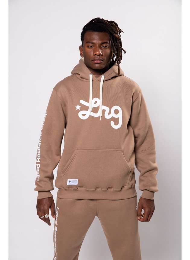 moletom lrg lifted script canguru com capuz masculino marrom hyped 91
