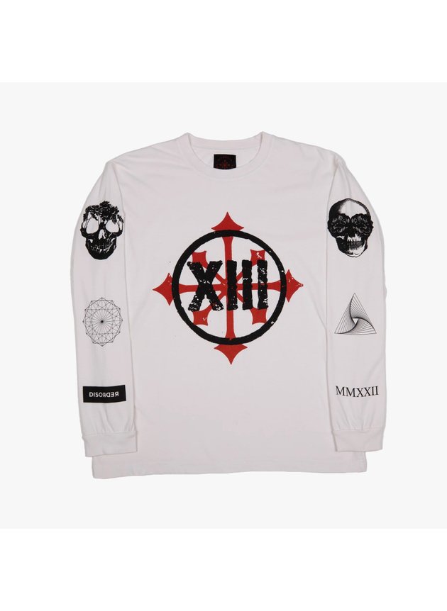 Camiseta Manga Longa Disorder Skateboards XIII LS Masculina   Branco   hyped 91