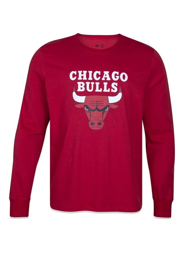 camiseta new era nba chicago bulls manga longa core vermelho hyped 91