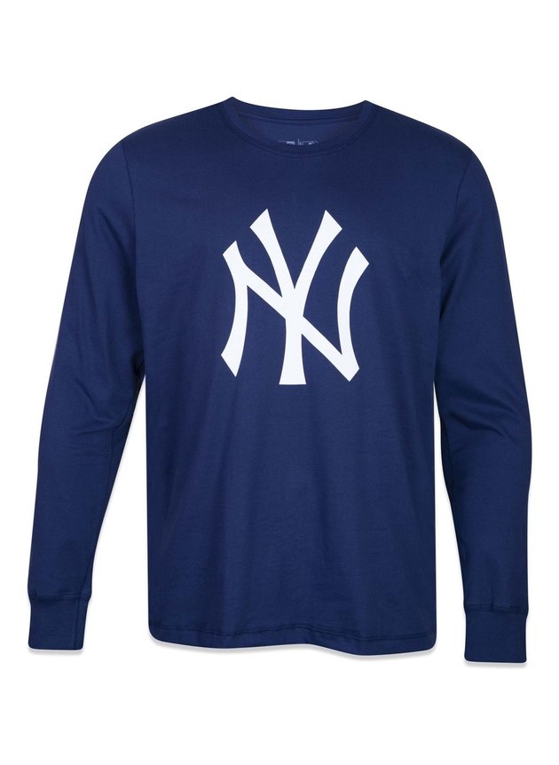 camiseta new era manga longa mlb new york yankees core azul marinho hyped 91