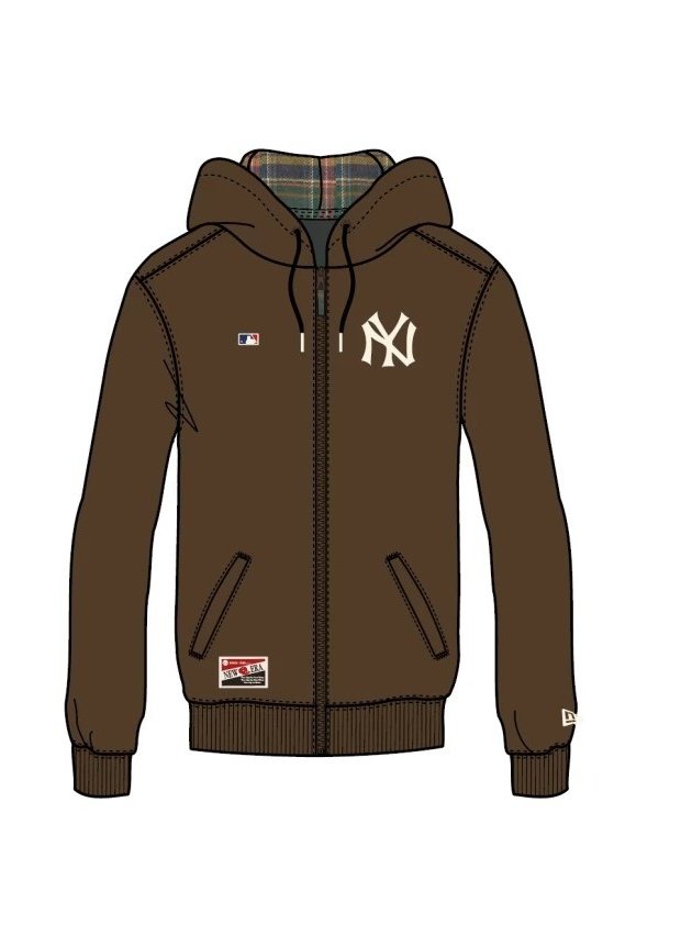 moletom new era mlb new york yankees de ziper canguru modern classic marrom hyped 91
