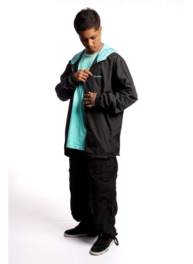 jaqueta corta vento diamond supply og script preto hyped 91