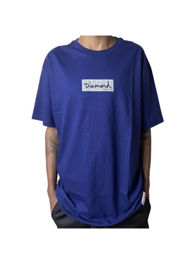 camiseta diamond supply pave mini box logo azul hyped 91