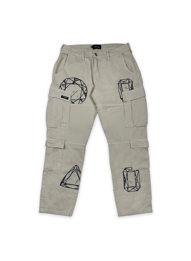 calca cargo bege diamond supply jewels m65 hyped 91