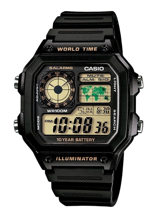 relogio casio world time ae 1200wh 1bvdf preto hyped 91