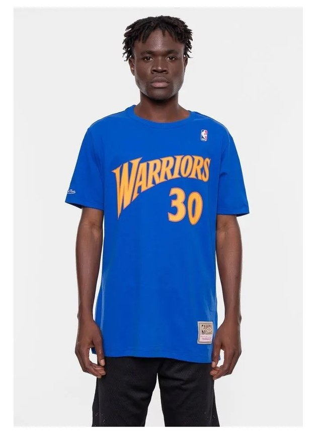 camiseta mitchell ness golden state warriors stephen curry 30 azul hyped 91