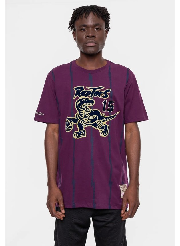 camiseta nba mitchell ness toronto raptors vince carter 15 roxo hyped 91