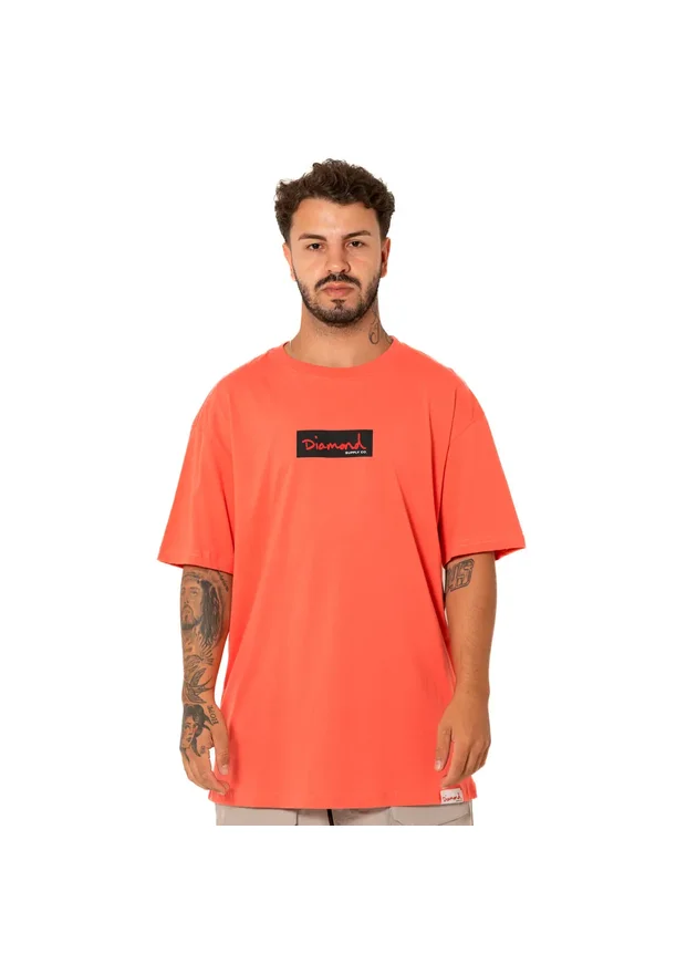 camiseta diamond box logo tee v25dic03 coral